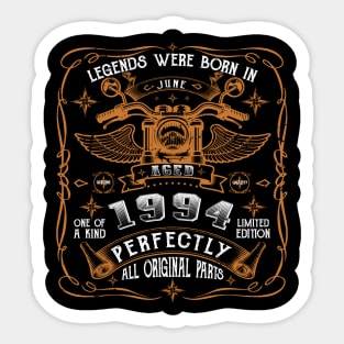 Legends Born In June 1994 29th Birthday Sticker